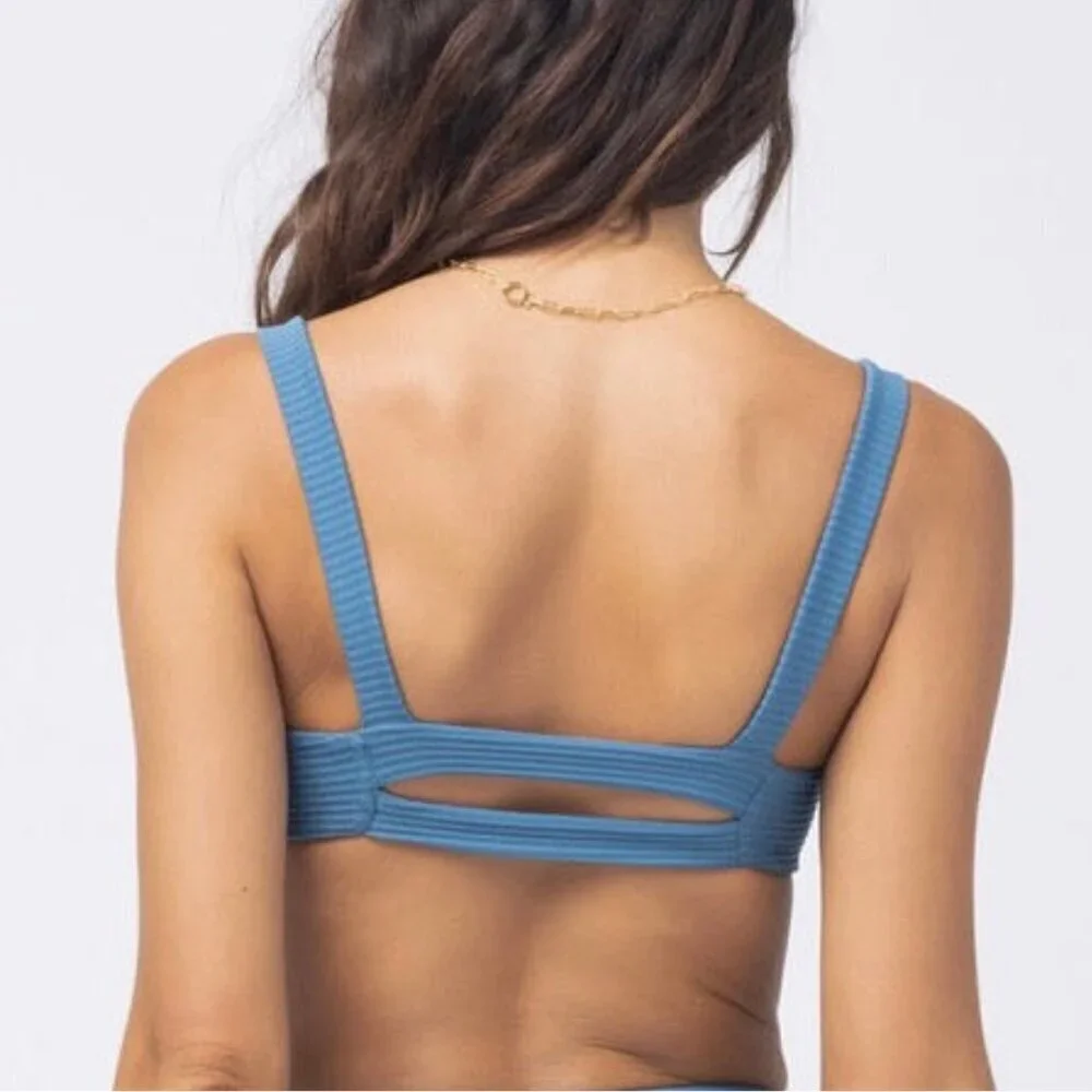 NWT l*space Jess Eco Chic Repreve Ribbed Bikini Top in Oceanside Sz. XL